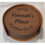 Custom Laser Engraved Leatherette Coaster Set