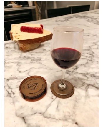 Chestnut Leatherette Coaster and Wine