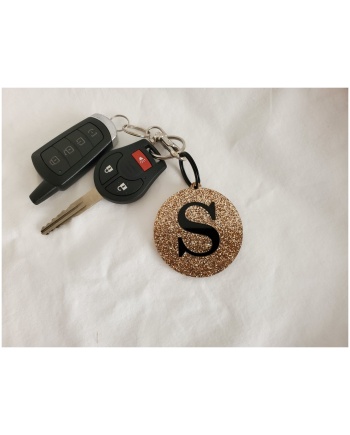 Round Monogram Style Keychain