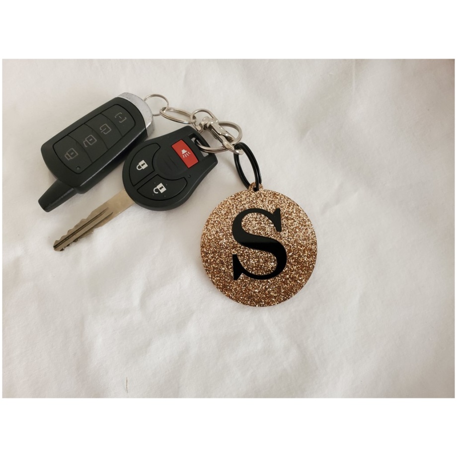 Round Monogram Style Keychain